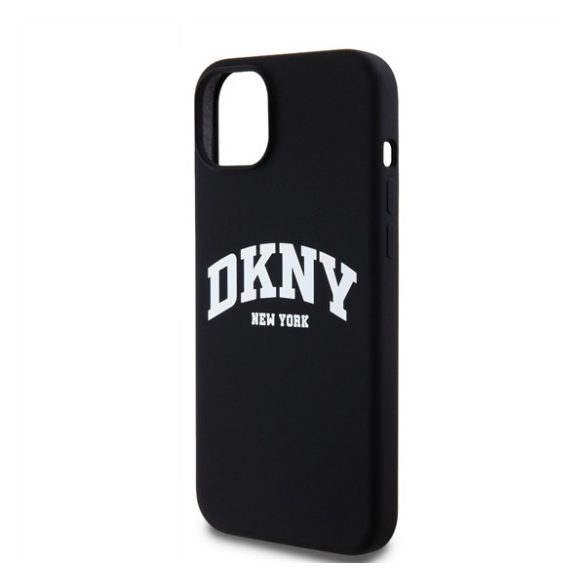 DKNY Liquid Silicone Arch Logo iPhone 15 Plus MagSafe hátlap tok, fekete