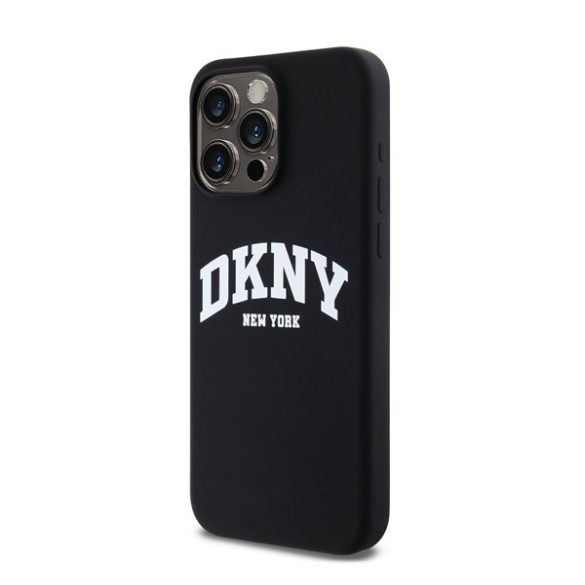 DKNY Liquid Silicone Arch Logo iPhone 15 Pro Max MagSafe hátlap tok, fekete