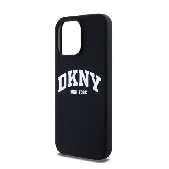 DKNY Liquid Silicone Arch Logo iPhone 15 Pro Max MagSafe hátlap tok, fekete