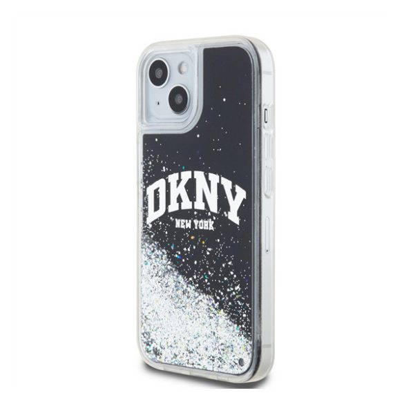 DKNY Liquid Glitter Arch Logo iPhone 15 hátlap tok, fekete