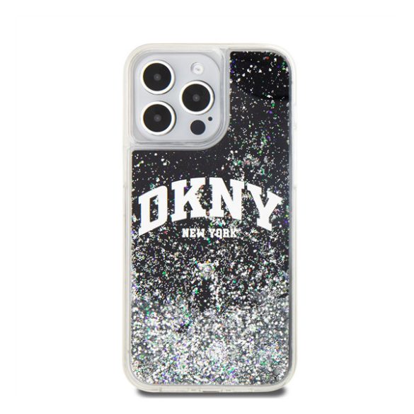 DKNY Liquid Glitter Arch Logo iPhone 15 Pro Max hátlap tok, fekete