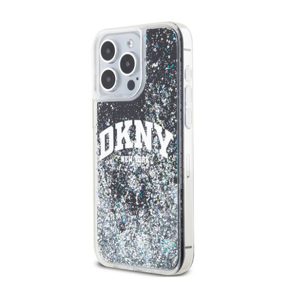 DKNY Liquid Glitter Arch Logo iPhone 15 Pro Max hátlap tok, fekete