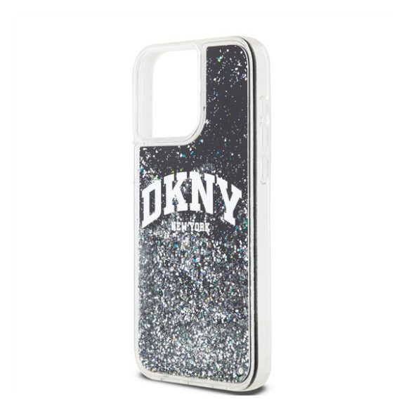 DKNY Liquid Glitter Arch Logo iPhone 15 Pro Max hátlap tok, fekete