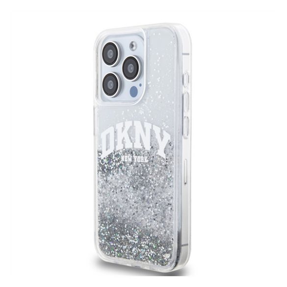 DKNY Liquid Glitter Arch Logo iPhone 14 Pro Max hátlap tok, átlátszó