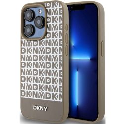   DKNY PU Leather Repeat Pattern Bottom Stripe Apple iPhone 12/12 Pro Magsafe kompatibilis hátlap tok, barna