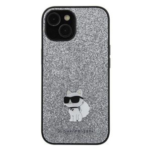 Karl Lagerfeld Fixed Glitter Choupette Logo Metal Pin Samsung Galaxy A55 hátlap tok, ezüst