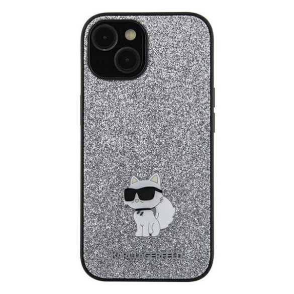 Karl Lagerfeld Fixed Glitter Choupette Logo Metal Pin Samsung Galaxy A35 hátlap tok, ezüst