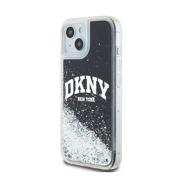 DKNY Liquid Glitter Arch Logo Apple iPhone 15 Plus / 14 Plus hátlap tok, fekete