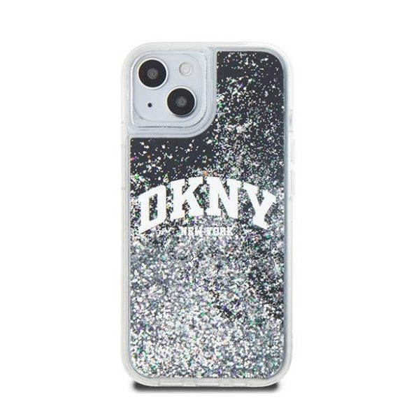 DKNY Liquid Glitter Arch Logo Apple iPhone 15 Plus / 14 Plus hátlap tok, fekete