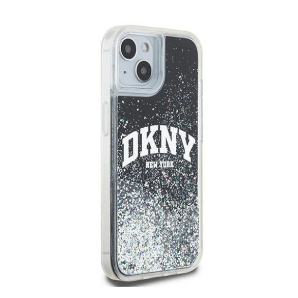 DKNY Liquid Glitter Arch Logo Apple iPhone 15 Plus / 14 Plus hátlap tok, fekete