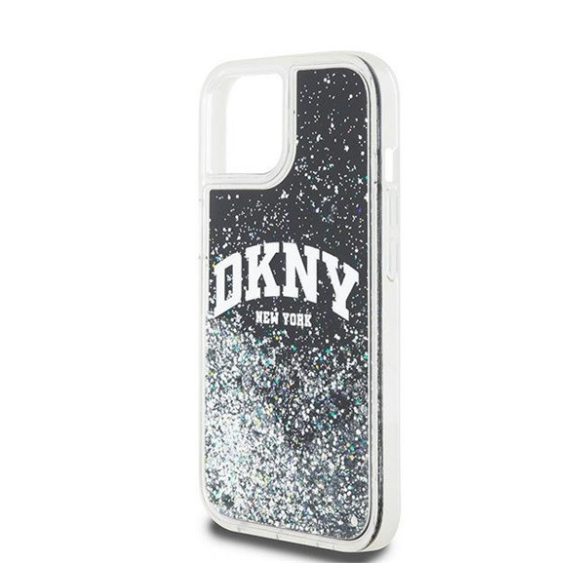 DKNY Liquid Glitter Arch Logo Apple iPhone 15 Plus / 14 Plus hátlap tok, fekete