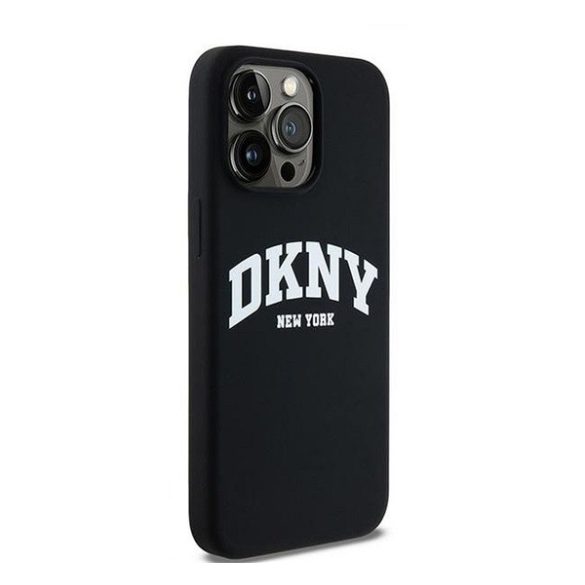 DKNY Liquid Silicone White Printed Logo Apple iPhone 13 Pro Max Magsafe hátlap tok, fekete