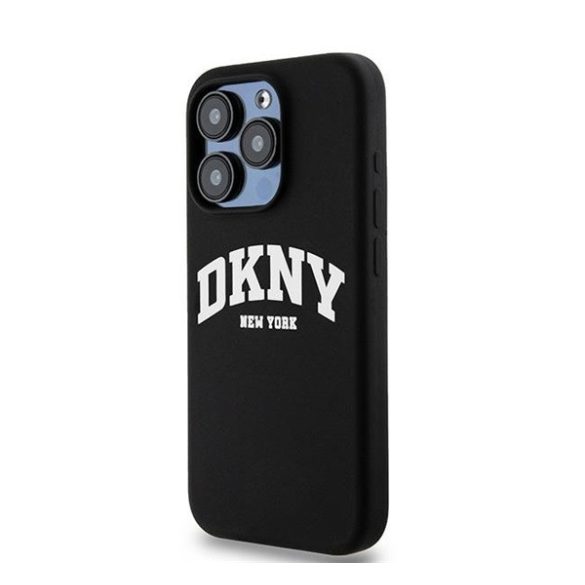 DKNY Liquid Silicone White Printed Logo Apple iPhone 13 Pro / 13 Magsafe hátlap tok, fekete