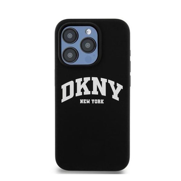 DKNY Liquid Silicone White Printed Logo Apple iPhone 13 Pro / 13 Magsafe hátlap tok, fekete