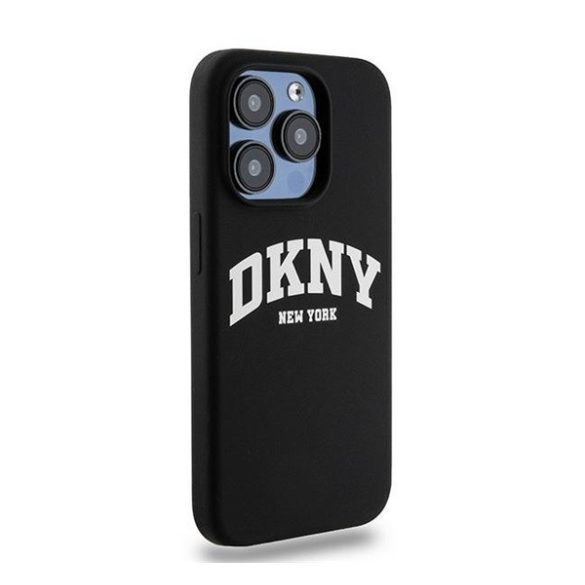 DKNY Liquid Silicone White Printed Logo Apple iPhone 13 Pro / 13 Magsafe hátlap tok, fekete