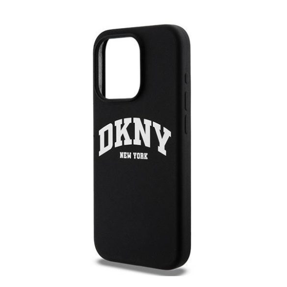 DKNY Liquid Silicone White Printed Logo Apple iPhone 13 Pro / 13 Magsafe hátlap tok, fekete