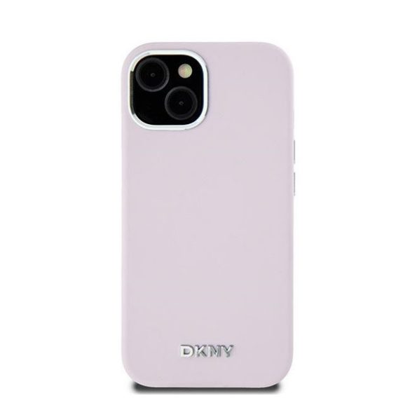 DKNY Liquid Silicone Small Metal Logo Apple iPhone 15 Plus / 14 Plus Magsafe hátlap tok, rózsaszín