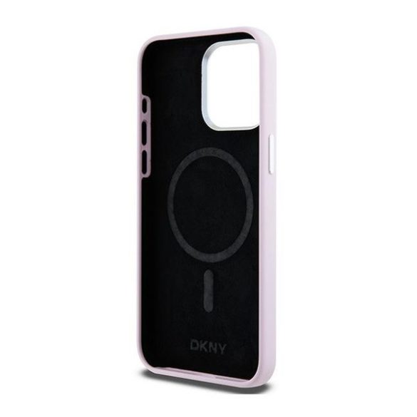 DKNY Liquid Silicone Small Metal Logo Apple iPhone 14 Pro Max Magsafe hátlap tok, rózsaszín