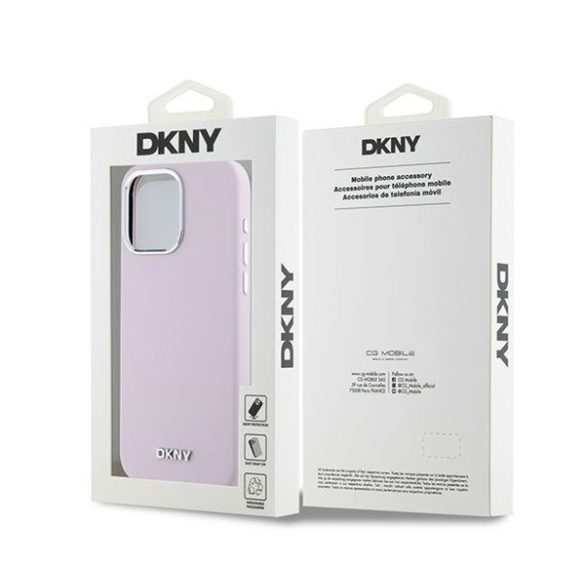 DKNY Liquid Silicone Small Metal Logo Apple iPhone 14 Pro Max Magsafe hátlap tok, rózsaszín