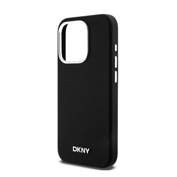 DKNY Liquid Silicone Small Metal Log Apple iPhone 14 Pro Magsafe hátlap tok, fekete