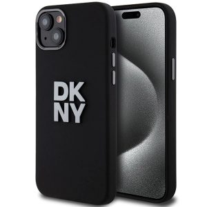 DKNY Liquid Silicone Metal Logo Apple iPhone 15 Plus / 14 Plus hátlap tok, fekete