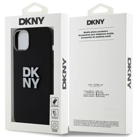 DKNY Liquid Silicone Metal Logo Apple iPhone 15 Plus / 14 Plus hátlap tok, fekete