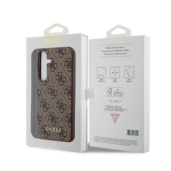 Guess 4G Metal Gold Logo Samsung Galaxy A35 hátlap tok, barna