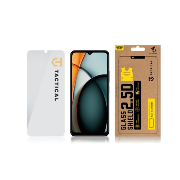 Xiaomi Redmi A3, Kijelzővédő fólia, ütésálló fólia (az íves részre NEM hajlik rá!), Tempered Glass (edzett üveg), Tactical Glass Shield 2.5D, Clear