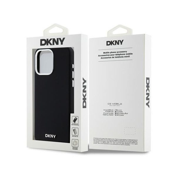 DKNY Liquid Silicone Small Metal Logo Apple iPhone 14 Pro Max Magsafe hátlap tok, fekete