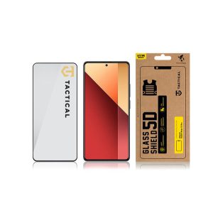 Xiaomi Redmi Note 13 5G / Note 13 Pro 4G / Poco M6 Pro 4G, Kijelzővédő fólia, ütésálló fólia (az íves részre is!), Tempered Glass (edzett üveg), Full Glue, Tactical Glass Shield 5D, fekete