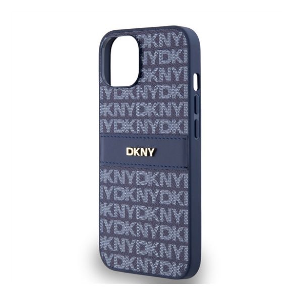 DKNY PU Leather Repeat Pattern Tonal Stripe Apple iPhone 14 hátlap tok, kék