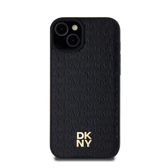 DKNY PU Leather Repeat Pattern Stack Logo Apple iPhone 13 Magsafe kompatibilis hátlap tok, fekete