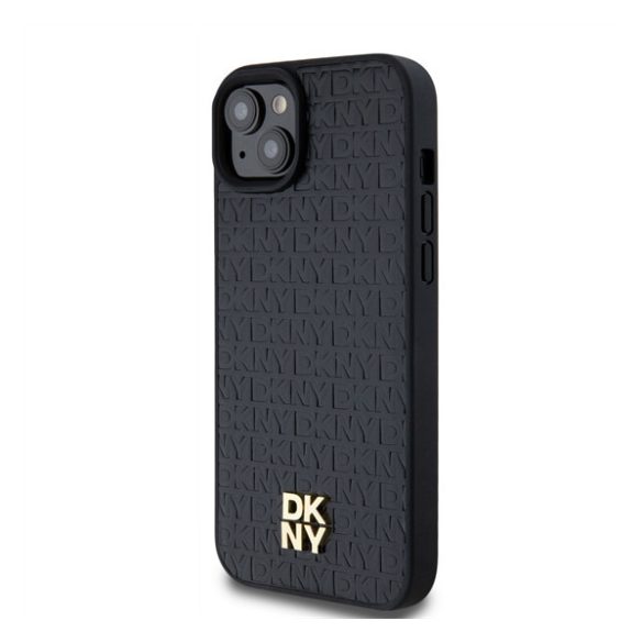 DKNY PU Leather Repeat Pattern Stack Logo Apple iPhone 13 Magsafe kompatibilis hátlap tok, fekete