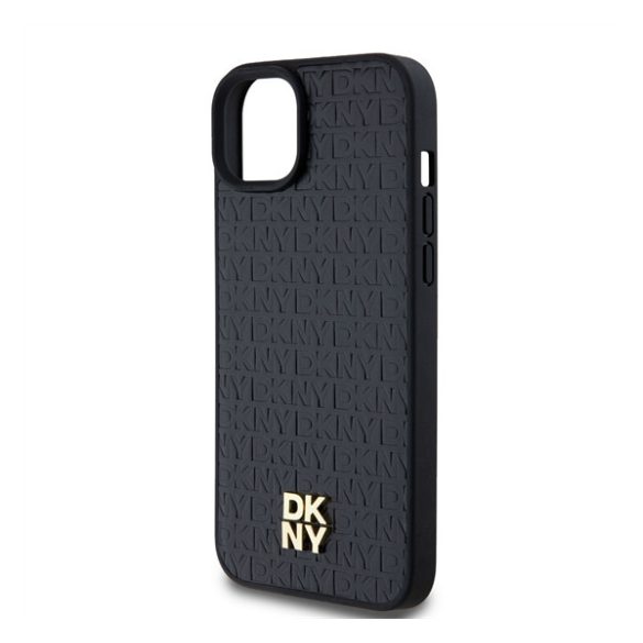 DKNY PU Leather Repeat Pattern Stack Logo Apple iPhone 13 Magsafe kompatibilis hátlap tok, fekete