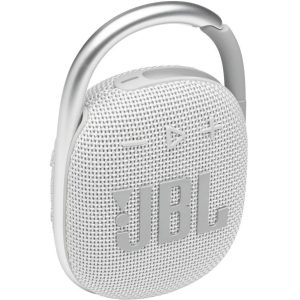 Bluetooth hordozható hangszóró, 5W, v5.1, felakasztható, vízálló, JBL Clip 4, fehér