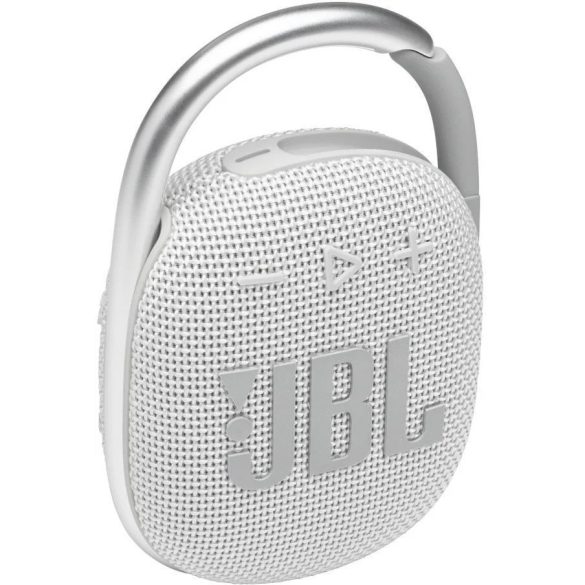 Bluetooth hordozható hangszóró, 5W, v5.1, felakasztható, vízálló, JBL Clip 4, fehér