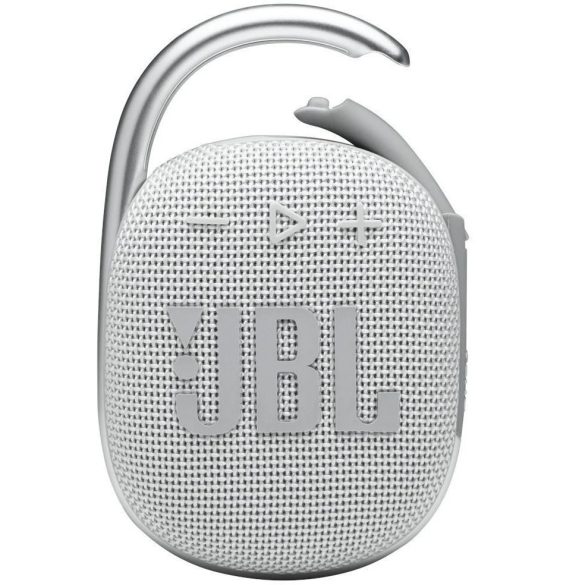 Bluetooth hordozható hangszóró, 5W, v5.1, felakasztható, vízálló, JBL Clip 4, fehér