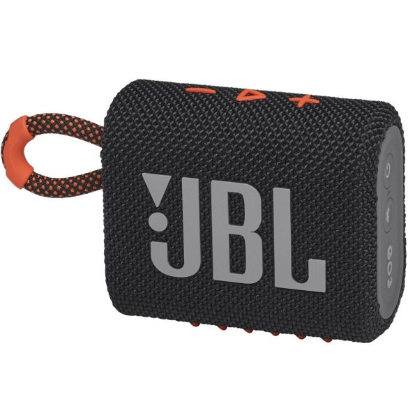 Bluetooth hordozható hangszóró, 4.2W, v5.1, felakasztható, vízálló, JBL Go 3, fekete/narancssárga