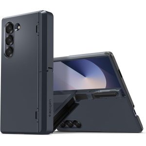 Samsung Galaxy Z Fold6 SM-F956B, Műanyag hátlap védőtok, közepesen ütésálló, zsanérvédő és kitámasztó, Ceruza tartó, Spigen Tough Armor Pro "P", sötétkék