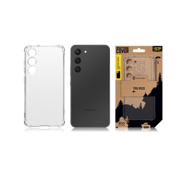 Samsung Galaxy S23 SM-S911, Szilikon tok, légpárnás sarok, Tactical TPU Plyo, átlátszó