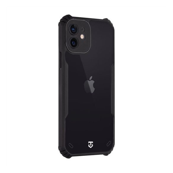 Apple iPhone 12 / 12 Pro, Szilikon tok, közepesen ütésálló, légpárnás sarok, Tactical Quantum Stealth, átlátszó/fekete