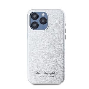 Karl Lagerfeld Grained PU Hotel RSG iPhone 15 Pro hátlap tok, szürke