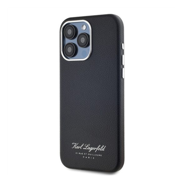 Karl Lagerfeld Grained PU Hotel RSG iPhone 15 Pro Max hátlap tok, fekete