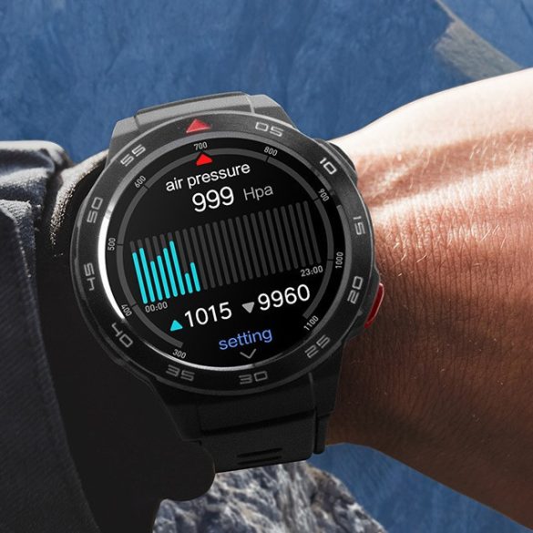 Bluetooth okosóra, szilikon szíj, fémház, v5.3, AMOLED kijelző, aktivitás és egészség mérő, vízálló, Mibro Watch GS Pro, fekete, gyári