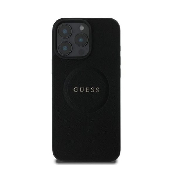 Guess Saffiano Classic Logo Apple iPhone 16 Pro Max Magsafe kompatibilis hátlap tok, fekete