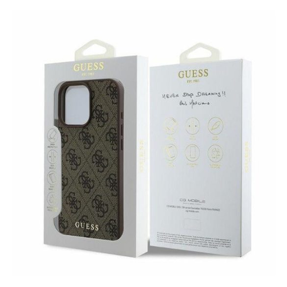 Guess 4G Classic Apple iPhone 16 Pro hátlap tok, barna