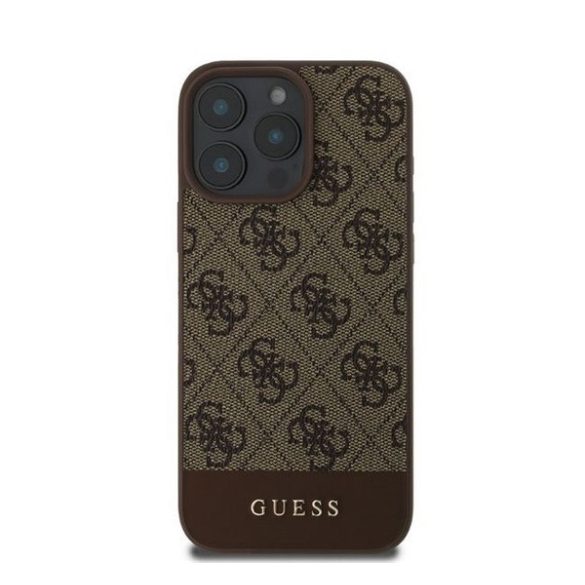 Guess 4G Bottom Stripe Apple iPhone 16 Pro hátlap tok, barna