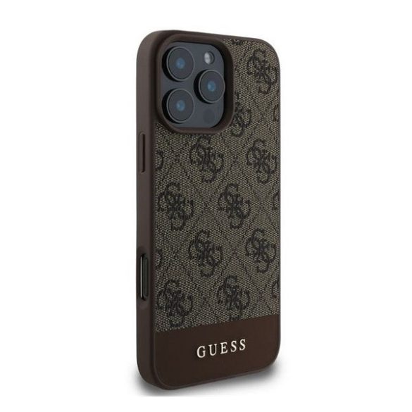 Guess 4G Bottom Stripe Apple iPhone 16 Pro hátlap tok, barna