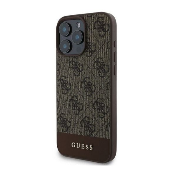 Guess 4G Bottom Stripe Apple iPhone 16 Pro hátlap tok, barna