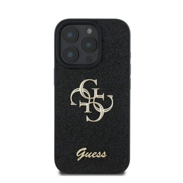 Guess Fixed Glitter Big 4G Apple iPhone 16 Pro hátlap tok, fekete